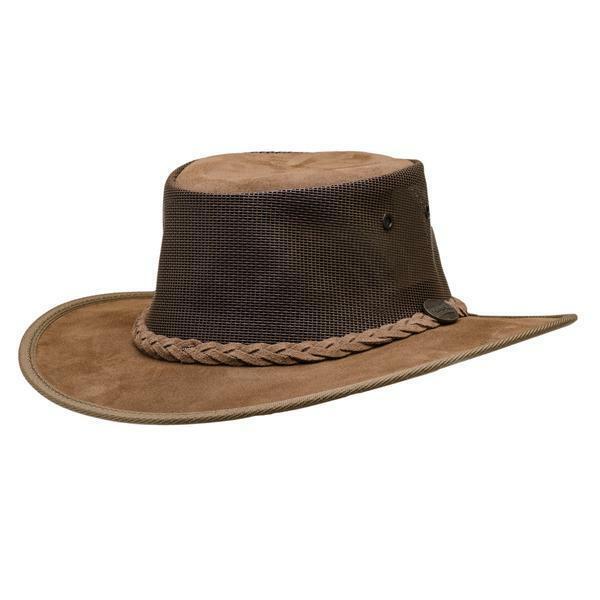 Barmah Foldaway Cooler Hat Suede Hickory Foldable Australian leather P