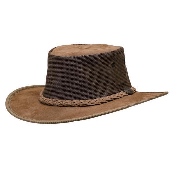 Barmah Foldaway Cooler Hat Suede Hickory Foldable Australian leather P