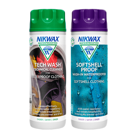 Nikwax Tech Wash/Softshell Proof Twin Pack Clean/Proof Value Pack - 0.3lt