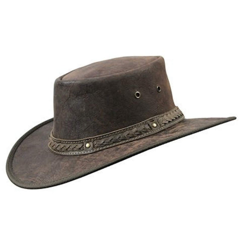 Barmah Squashy Roo Hat - Brown Crackle Australian Kangaroo Leather